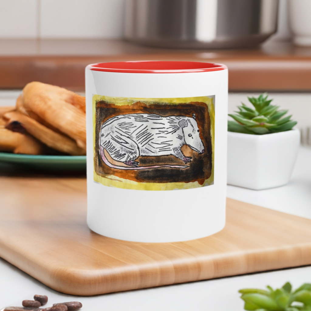 "Possum Icon" White 11oz Ceramic Mug with Color Inside